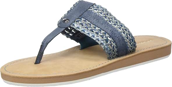 TOM TAILOR Sandali Donna In Tessuto - Comodi E Alla Moda, Tacco Piatto 1,5 Cm