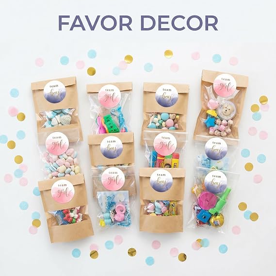 120Pcs Watercolor Gender Show Stickers Boy or Girl Stickers for Gender Post Team Pink Team Blue Sticker Baby Shower Games Labels Sticker