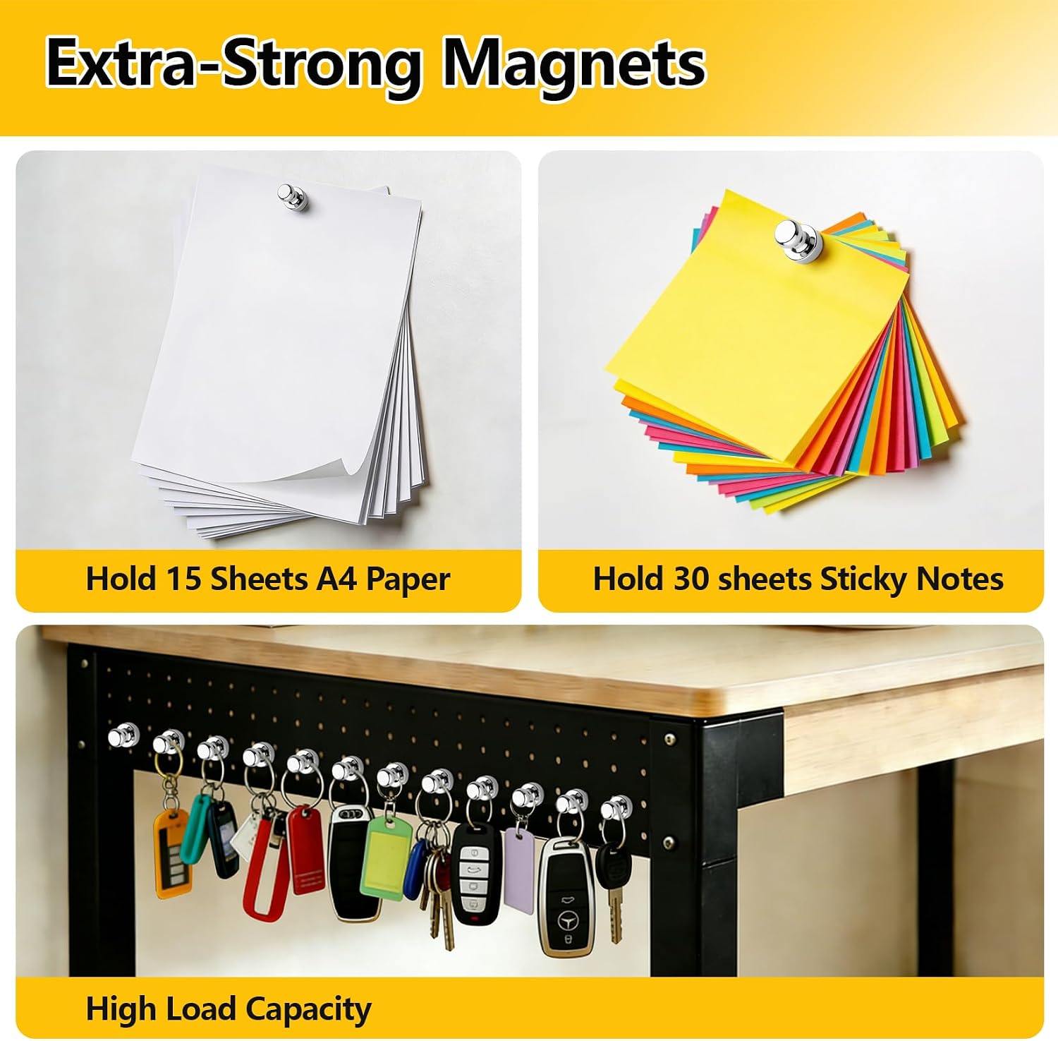 24 Pcs Fridge Magnets, Refrigerator Magnets, Small Strong Magnets, Whiteboard Magnets for Fridge, Magnetic Push Pins for Locker, Kitchen Decor and Accessories, Office, Classroom Organization image 3