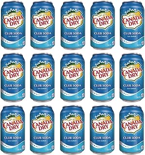 Canada Dry Club Soda Sparkling Seltzer Water, 12oz Can (Pack of 15, Total of 180 Oz)