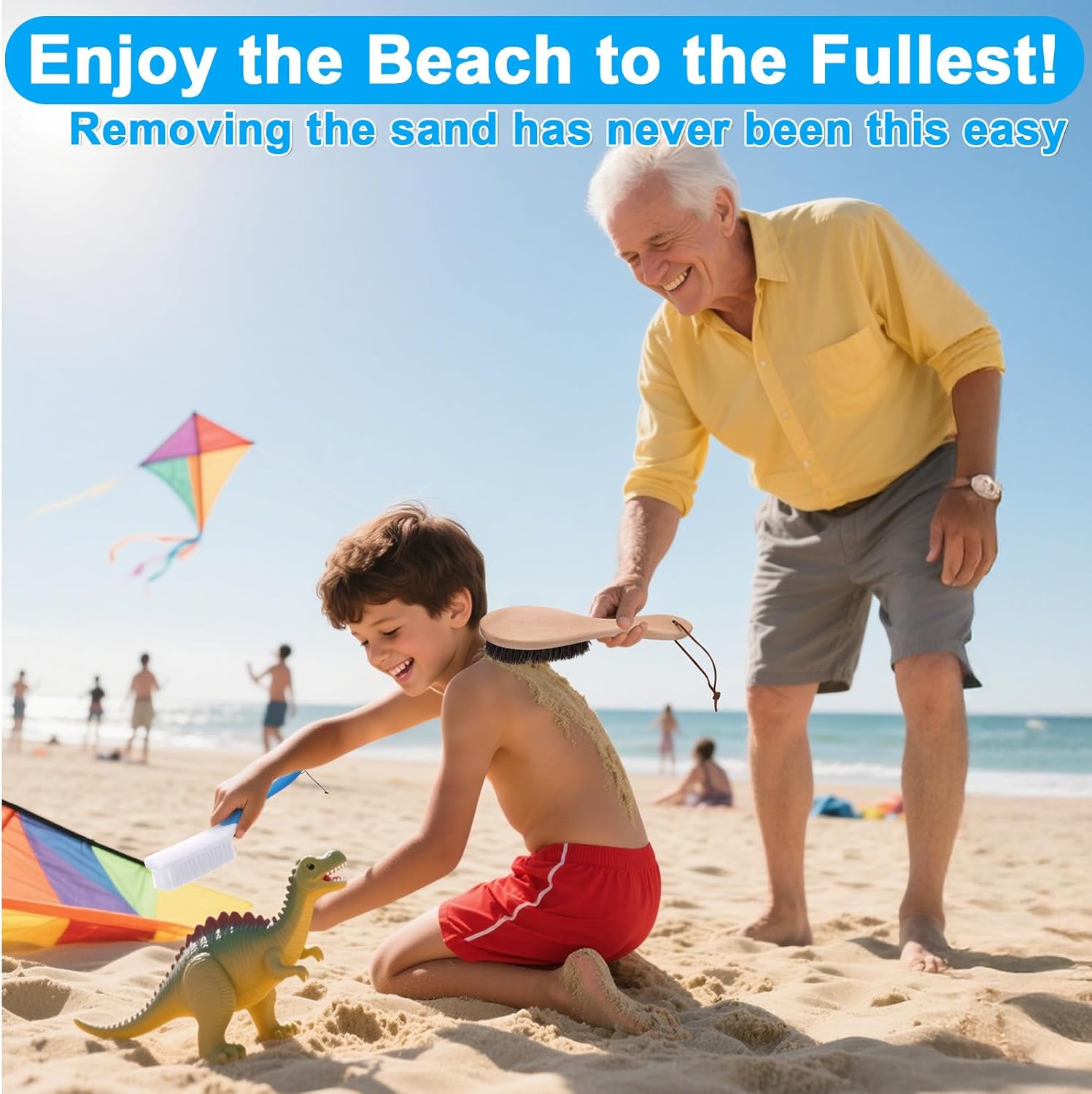 XANGNIER Sand Remover Brush Kits for Beach,Beach Vacation Essentials for Kids Women,Beach Accessories Must Haves for Summer Trip Camping Necessities&Supplies-with Hooks to Hang on The Bogg Bag,5pcs