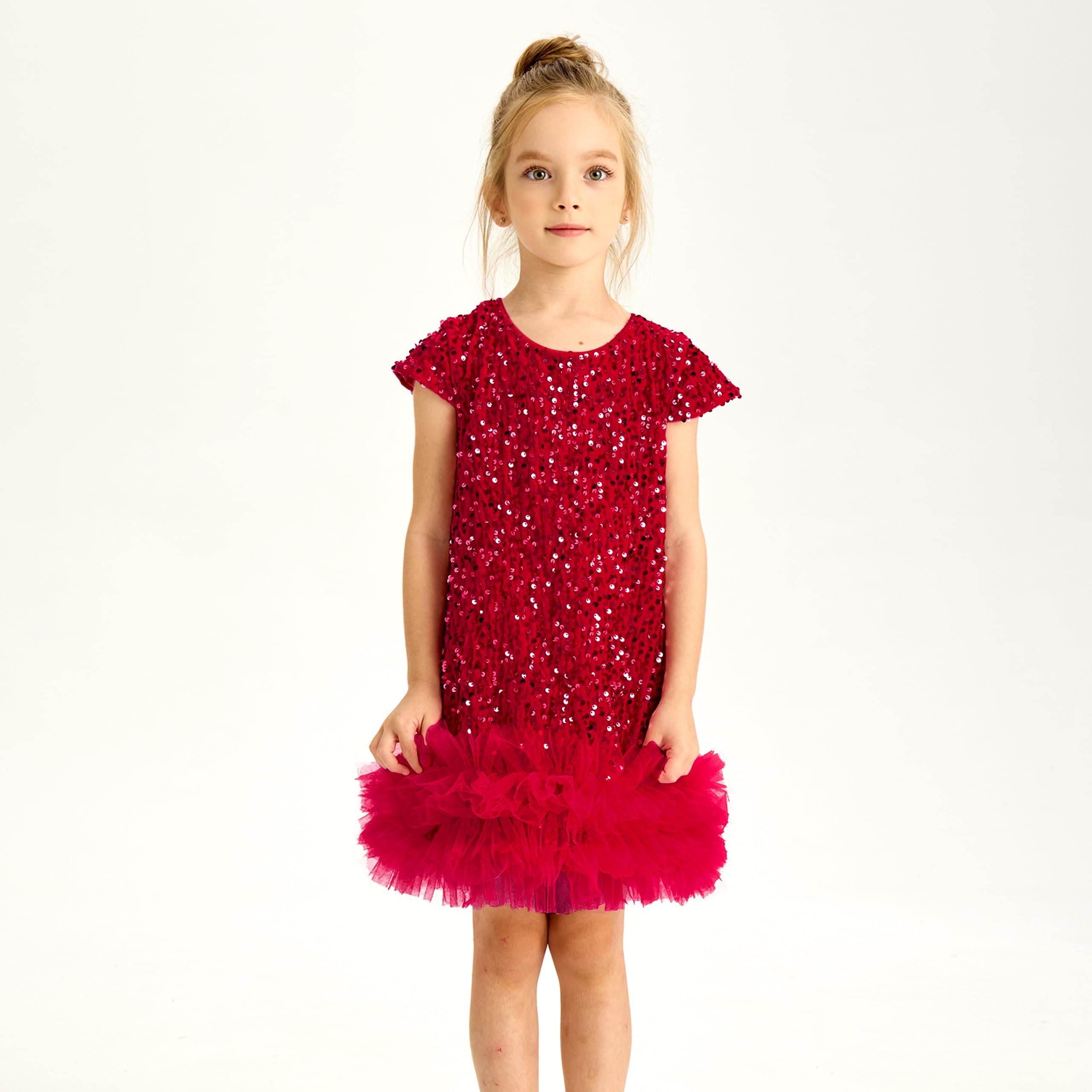 Miipat Abitini Bambina Paillettes di Velluto Vestiti Ragazza Vestito Bambini Principessa per Il Matrimonio Festa di Compleanno