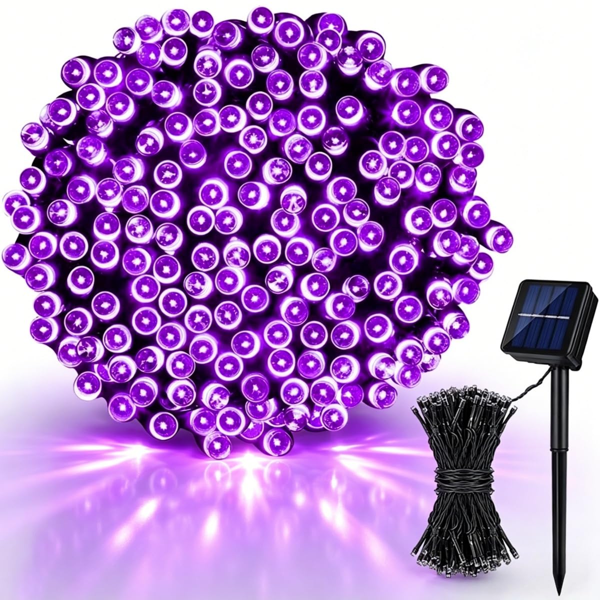Treer Solar Lights Outdoor Garden, Solar Powered Fairy String Lights with 8 Modes IP66 Waterproof Outside Decorative for Patio, Yard, Festival, Parties, Wedding (Purple,32M 300LED)