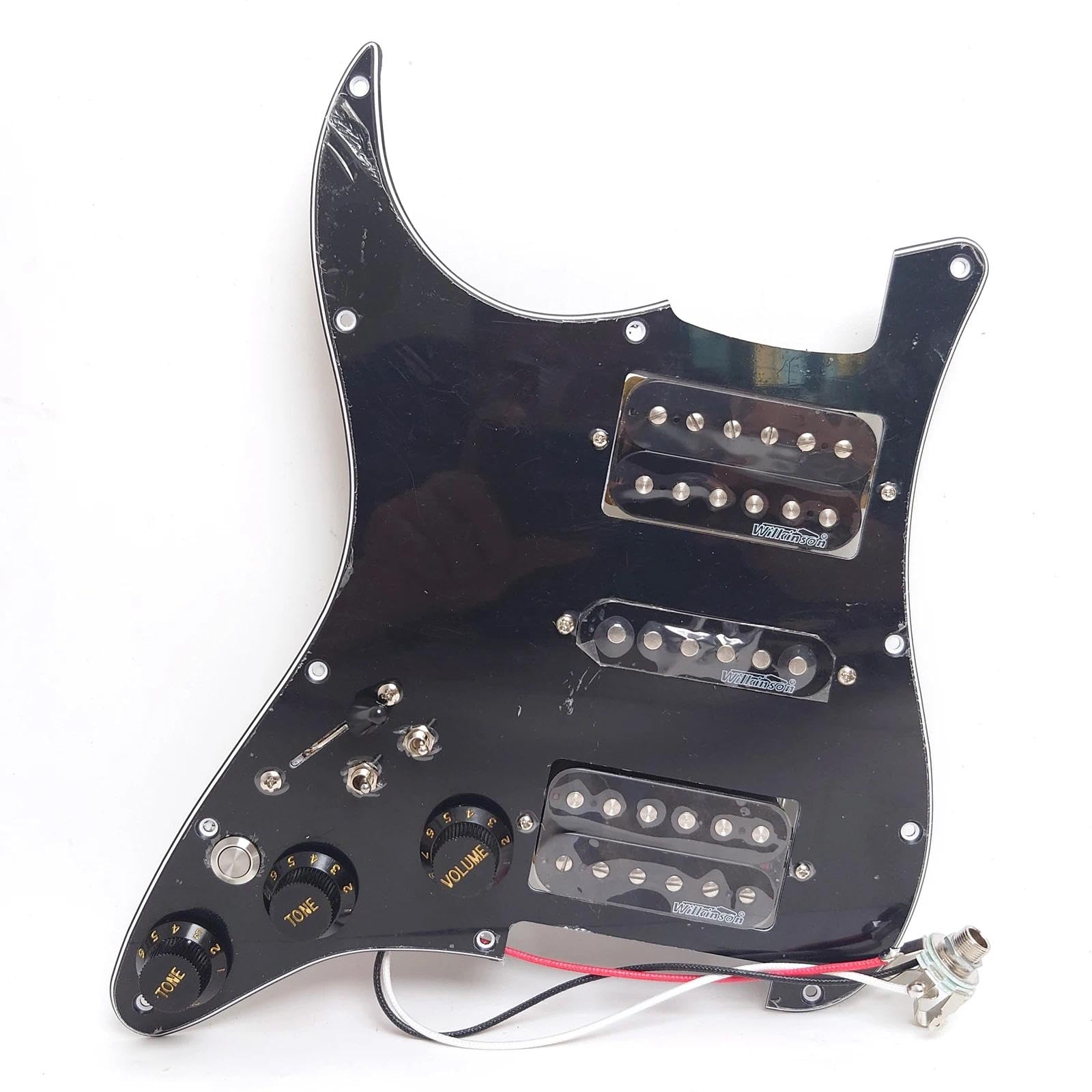 Linkshänder-Gitarren-Schlagbrett, vorverdrahtet, mit HSH Single-Coil/Humbucker-Tonabnehmer, Spulenspaltung, Stummschalter, Gitarrenplektrumschutz für ST-Gitarren-Ersatzteile