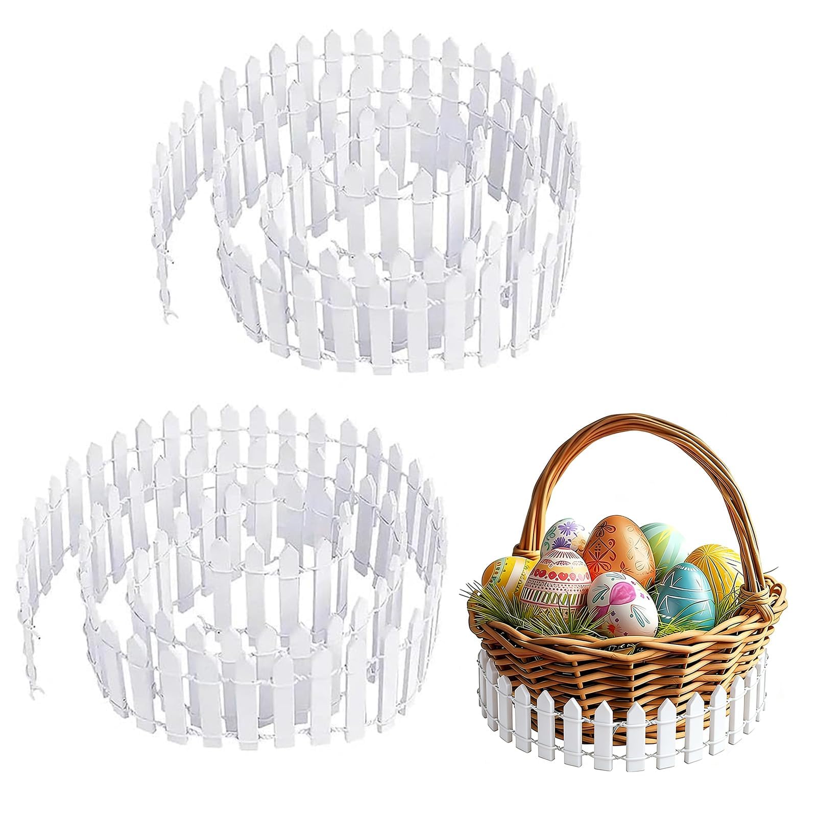 Huoanpo White 2Pcs Fairy Garden Accessories, Plastic Miniature Fairy Garden Accessories, Toy Farm Fences For Crafts, Diy Diorama Project, Dollhouse, Plant Pot