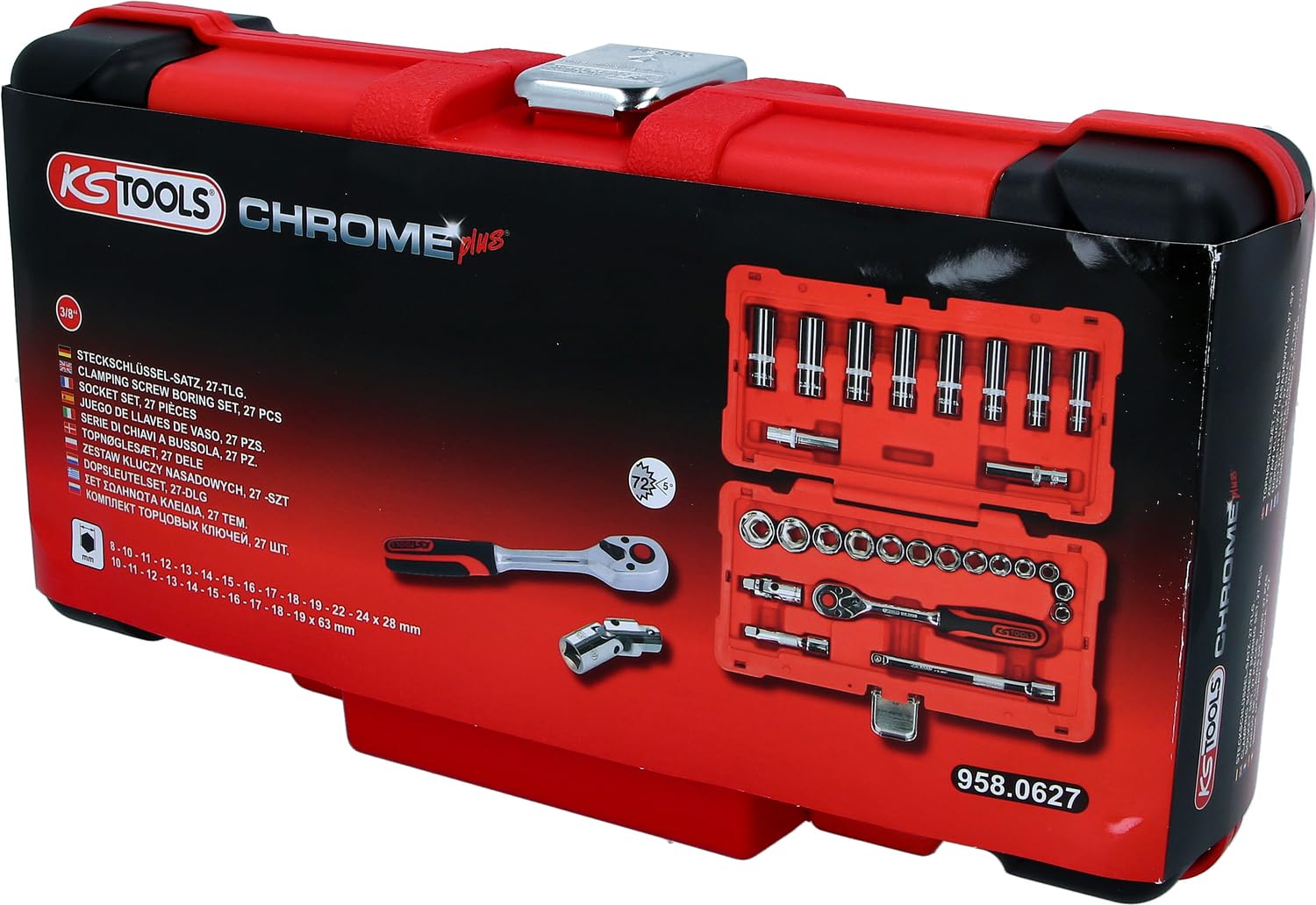 KS Tools 958.0627 3/8" Juego de llaves de vaso CHROMEplus 27 pzs