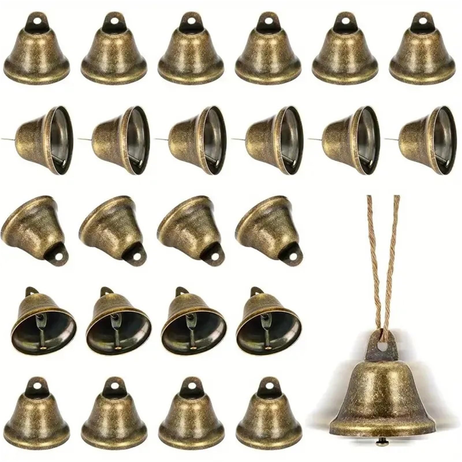 Christmas Bells 10pcs Vintage Bronze Craft Bells 38mm Small Brass Jingle Wind Chimes Doorbell Wedding for Festival And Party Holiday Decorations