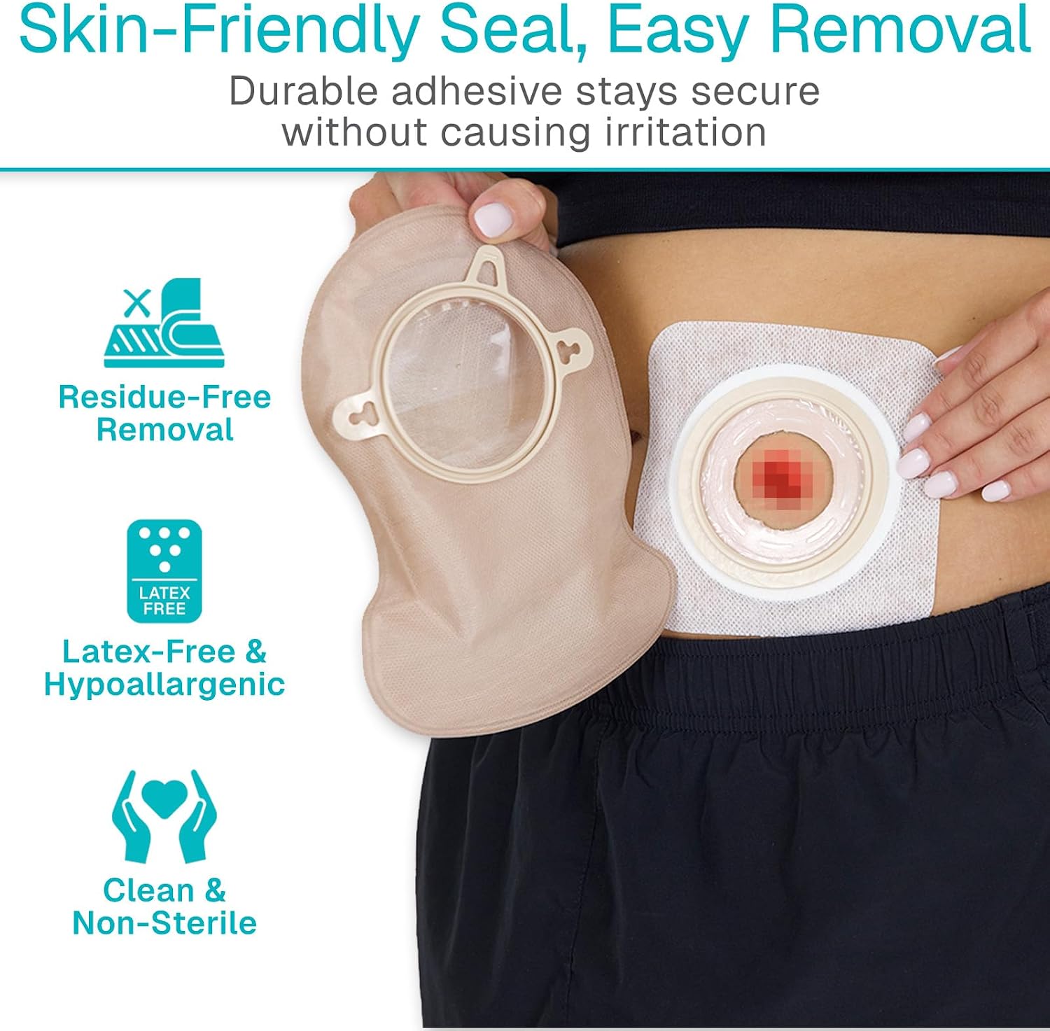 Vive Ostomy Supplies Colostomy Bags (21 PCS) Two Piece Drainable Pouches with Closure 12", Ileostomy Stoma Care, Cut-to-Fit - 2 Piece Odor Blocking (15pcs Bags+6pcs Barrier)
