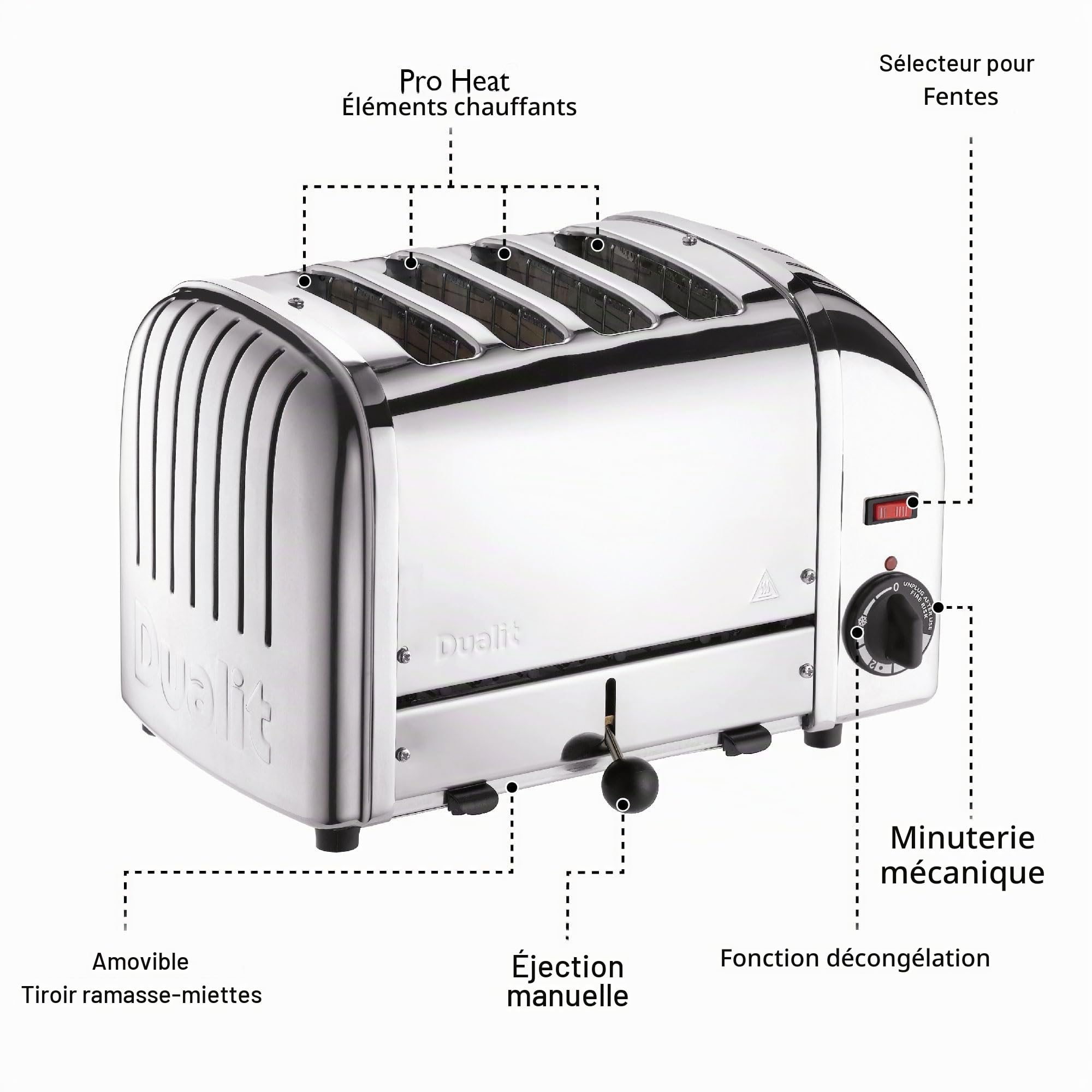 Grille-pains 4 Fentes 2200w Inox - 40365