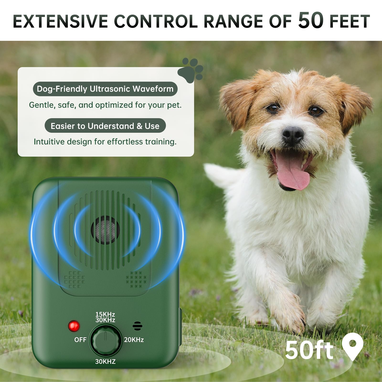 Anti Bell Gerät Hunde, 3 Modi Antibell Ultraschall Gerät, 33 Fuß Stopp Hundebell Gerät, IPX4 Wasserdichtes Anti-Bell-Mittel für Hunde das Training Großer Kleiner Hunde im Freien Innenbereich Antibell