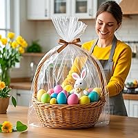 Vista 8 de Morepack Bolsas grandes de celofán/celofán, 30 x 40 pulgadas, bolsas transparentes de plástico OPP, envoltura de celofán para cestas de regalo