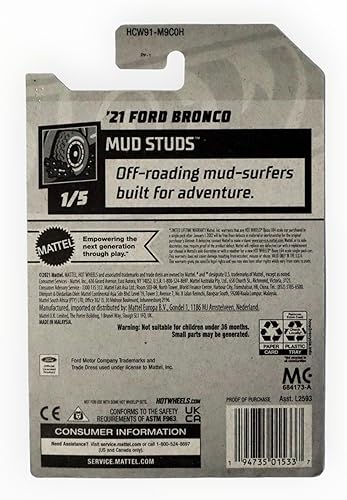 Miniatura 2 de Hot Wheels Ford Bronco '21, pernos de barro 1/5