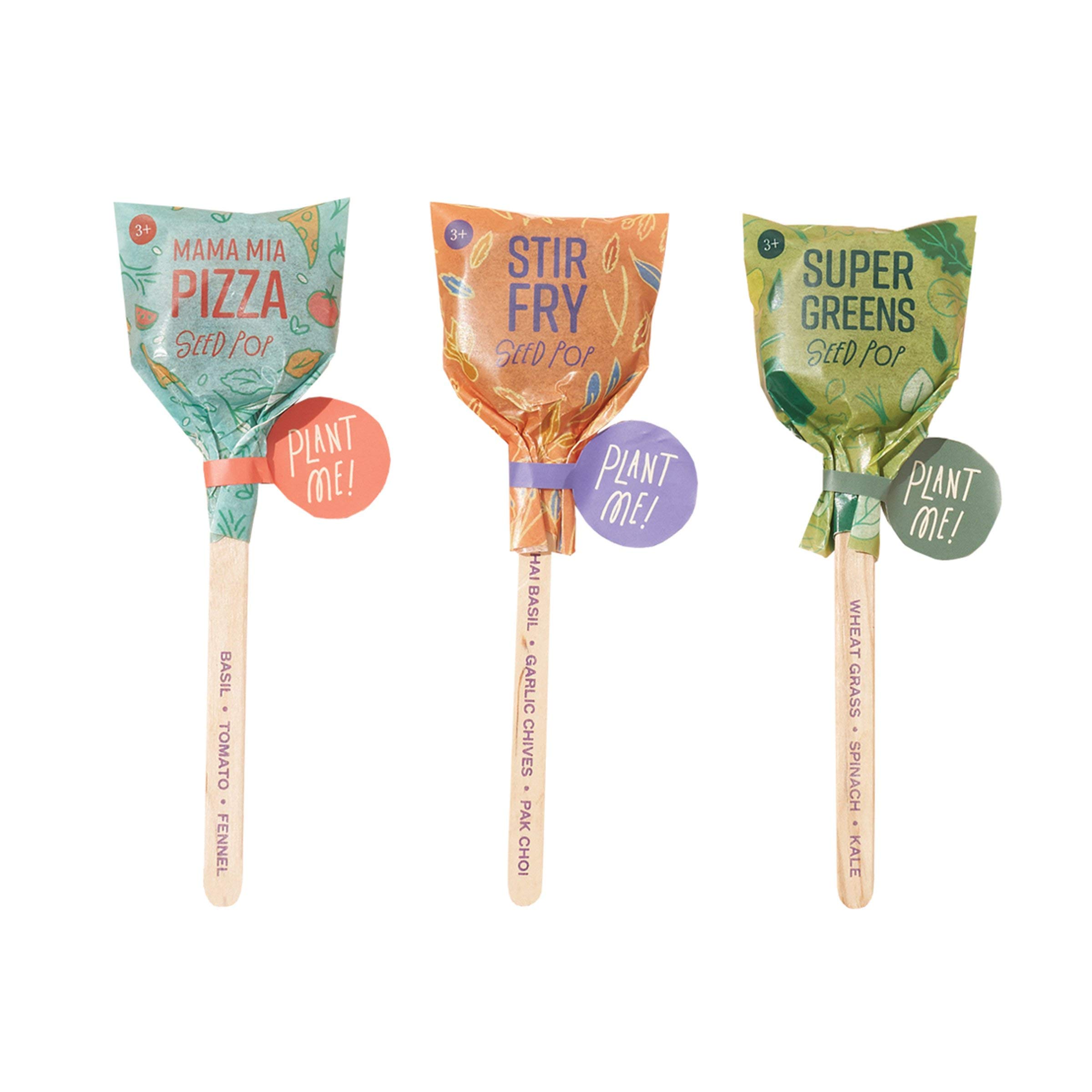 Modern Sprout Seed Lollipops, Garden Seed Packet, Indoor Garden or Outdoor Plants, Organic Seeds, Culinary Vegetable and Herb Mix, 10 Pack