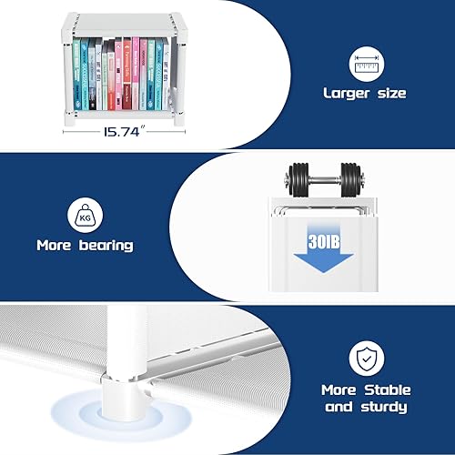 Miniatura 58 de Mavivegue Estante para libros, organizador de almacenamiento de 9 cubos, estantería de bricolaje, estantería de cubo de metal, estuche alto para