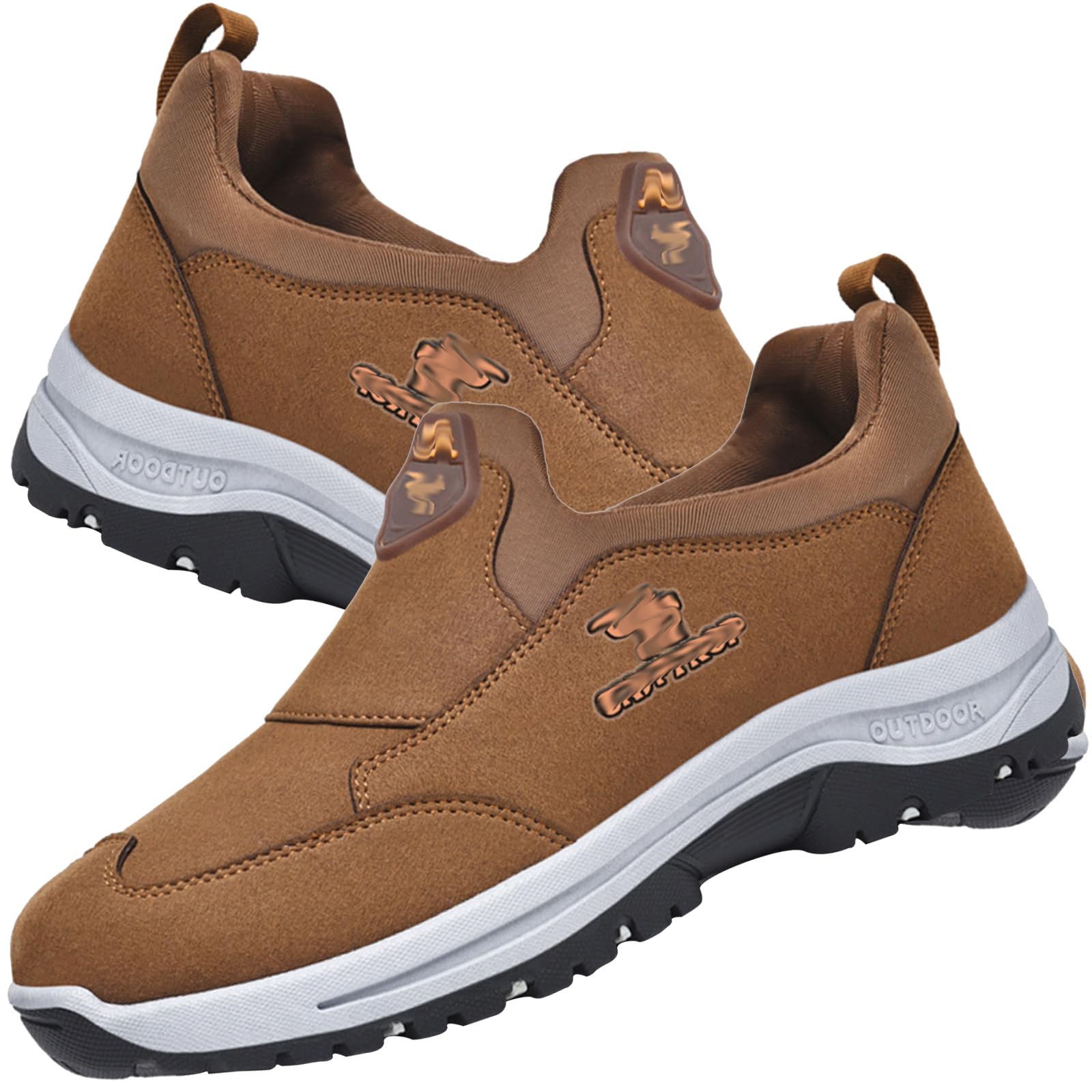 Aocase Mens Casual Slip On Wide Fit Loafers Slip on Walking Shoes Mens Trainers Running Shoes Slip on Sneakers Hiking Tennis Walking Gym Training Casual Workout Shoe,Brown,44/270mm