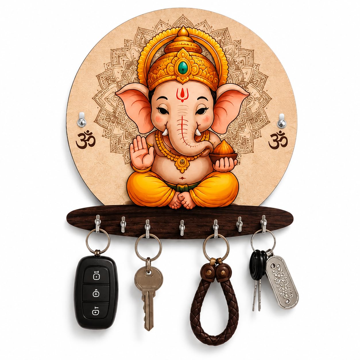Ganesha Wooden Key Holder for Wall | Decorative MDF Key Stand with 5 Hooks for Home Entrance | Ganpati Key Hanger for Living Room, Office & Housewarming Gift-image-12