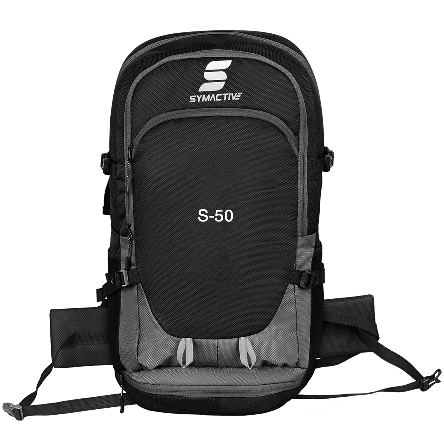 Amazon Brand - Symactive 50L Water Resistant Travel Bag/Rucksack, Front & Top Open Backpack for Hiking/Trekking/Camping/Cycling, Rucksack, for Men/Women (Grey)-image-18