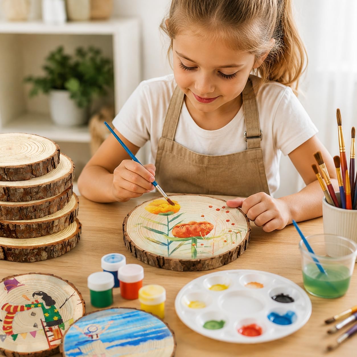 FSWCCK Plastry drewna na elementy centralne, naturalne, niedokończone, okrągłe drewniane płyty na stoły, rustykalna dekoracja ślubna, rękodzieło, dekoracja na baby shower, 16 szt., 13-14 cm