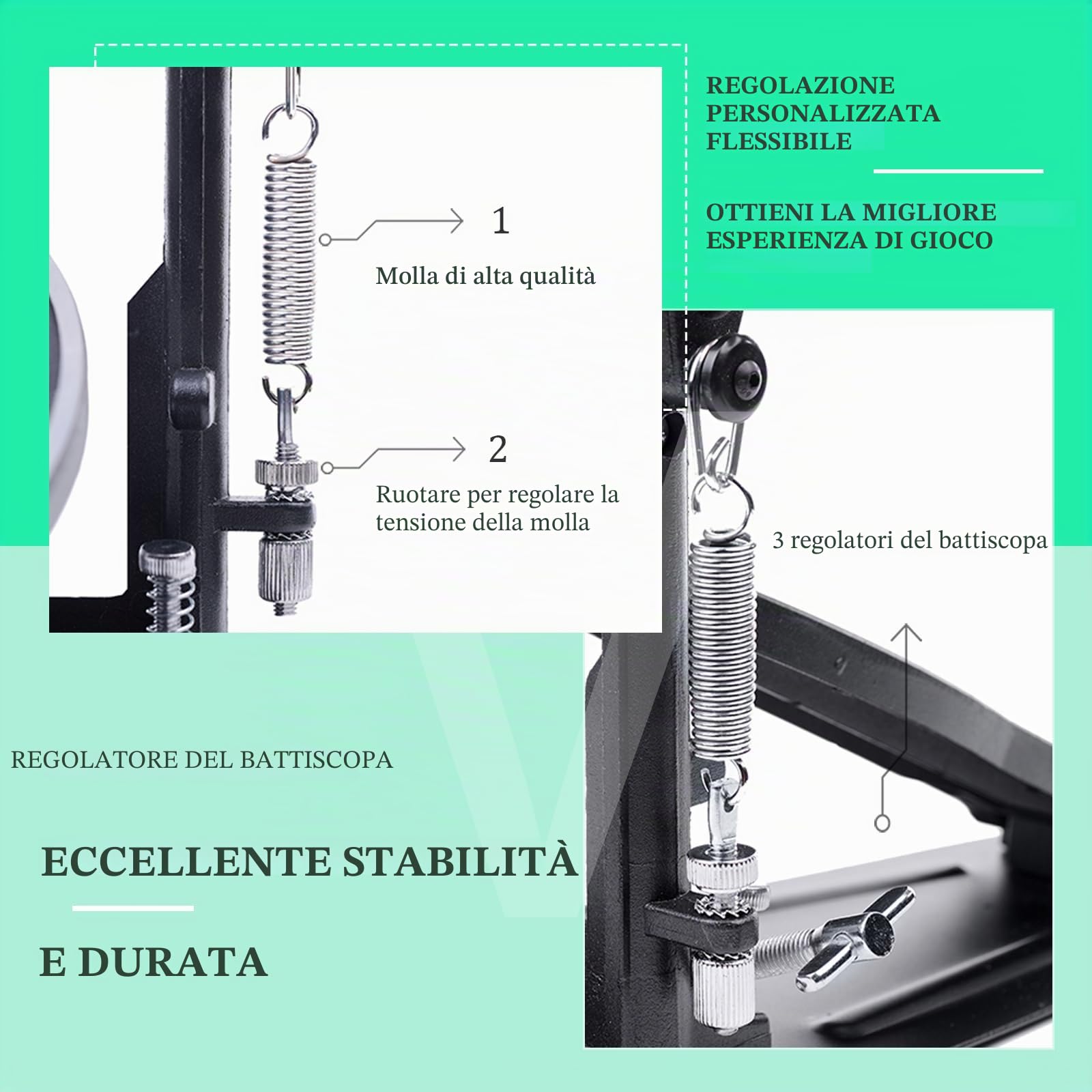 Doppio Pedale Batteria, Doppio Pedale con Doppia Catena, Doppio Pedale, Accessori per Percussioni Professionali (V-HT12)