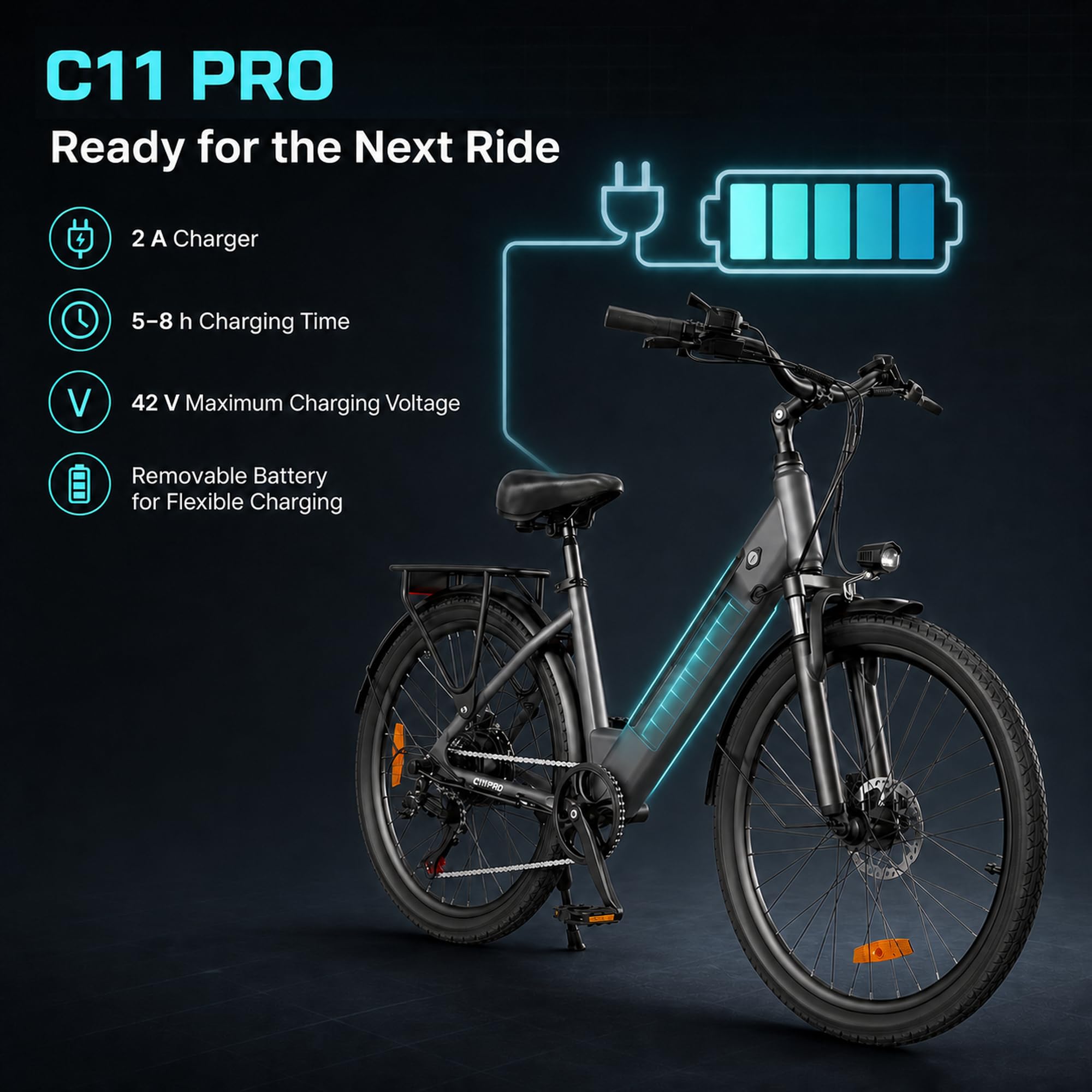 Vélo Électrique pour Adultes 36V 13Ah Autonomie 120km 25km/h