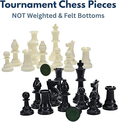 Miniatura 2 de WE Games Piezas de ajedrez de plástico Staunton Tournament en negro y crema - 3.75 in King