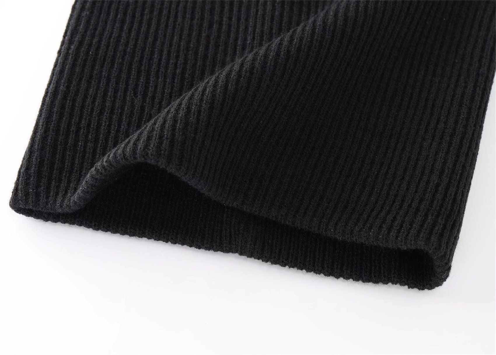 Connectyle Acrylic Boys Girls Daily Rib Knit Kids Hat Thin Winter Slouchy Beanie Cap, Black, Medium 3