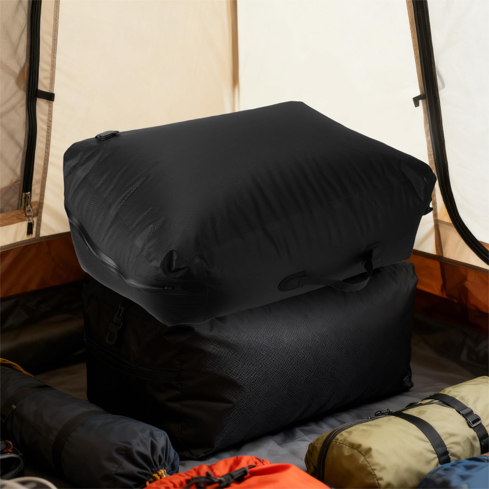 Bewinner Borsa da Viaggio Sottovuoto da 2 Pezzi Sacchetti di Compressione Impermeabili in TPU da 50 Litri e 38 Litri con Cerniera Ermetica e Pompa per Bagagli Zaino Valigia Cubi da Imballaggio