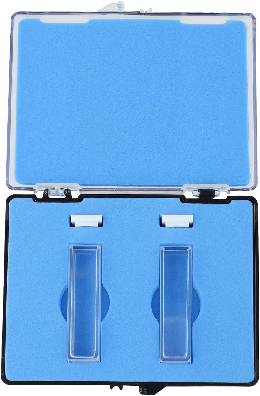 2 Pack Quartz Cuvettes 10mm Path Length with Lid for 751/722 Spectrophotometer, 3.5ml Volume, 2 Transparent Sides