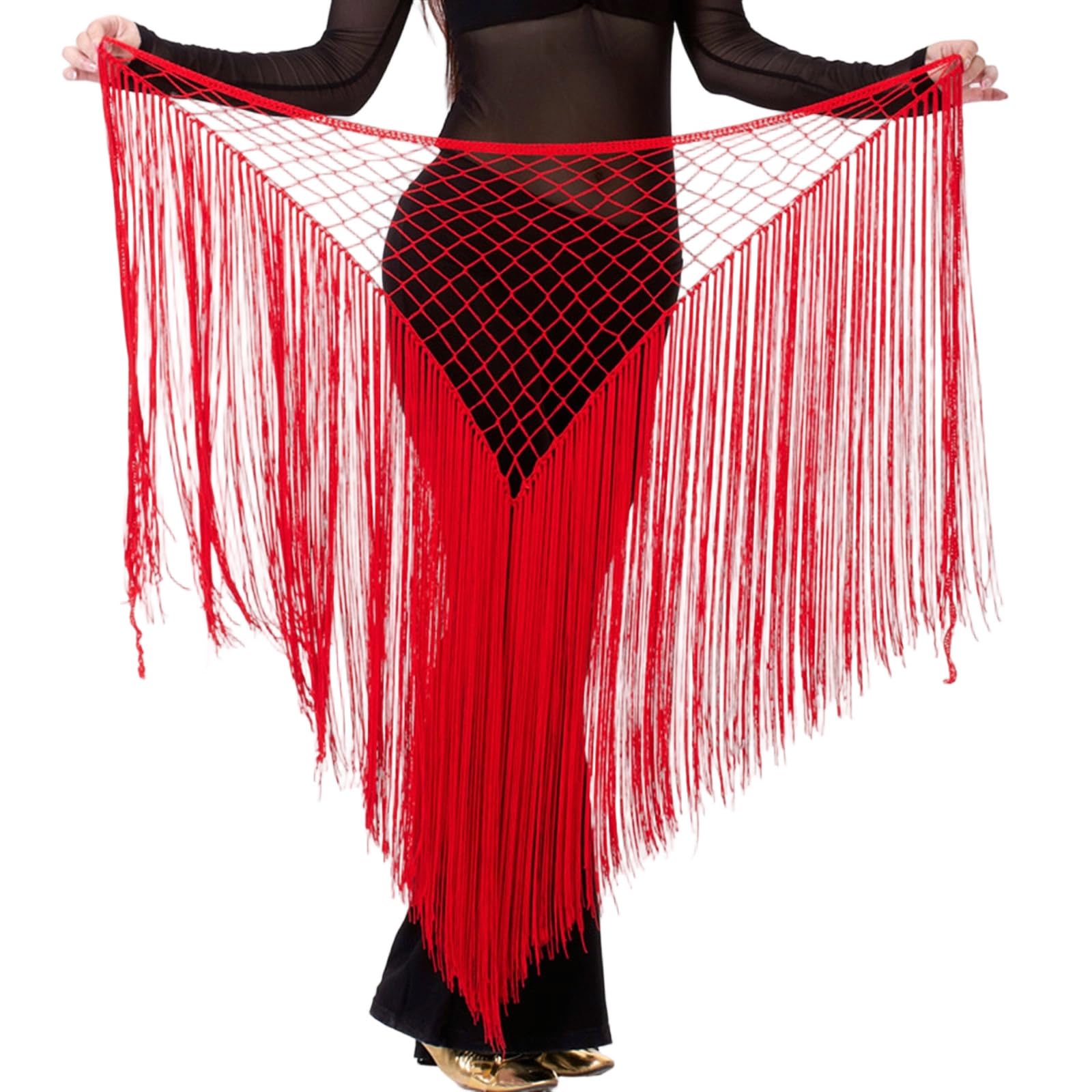 Maxtonser Women Belly Dance Hip Scarf,Hollowed Tassels Triangle Tribal Wrap Skirt Waist Chain Raves Festival Outfits for Women Gir