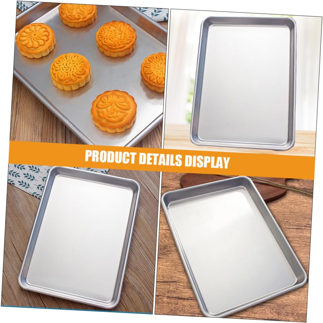 2pcs Aluminum Alloy Baking Pans Non-stick Rectangle Baking Tray for Cakes Cookies Toast Bakeware for Use Oven