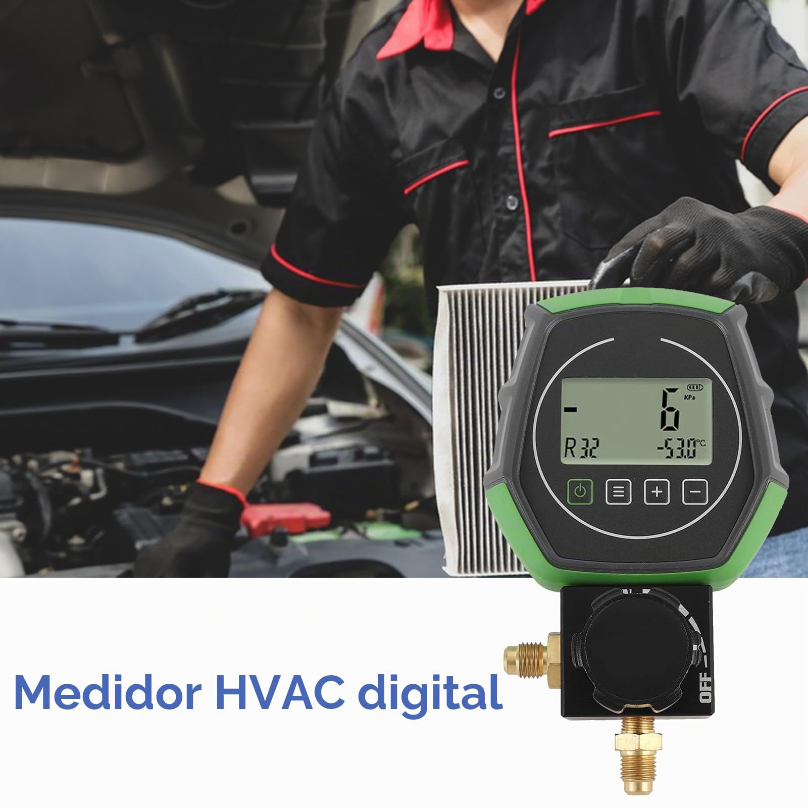 Medidor de Vacío Digital, Probador de Medidor de Vacío HVAC, Diseño de Válvula de Bola de 0-6000kPa, Ventana de Visualización HD, Alta Precisión para Mantenimiento e Instalación