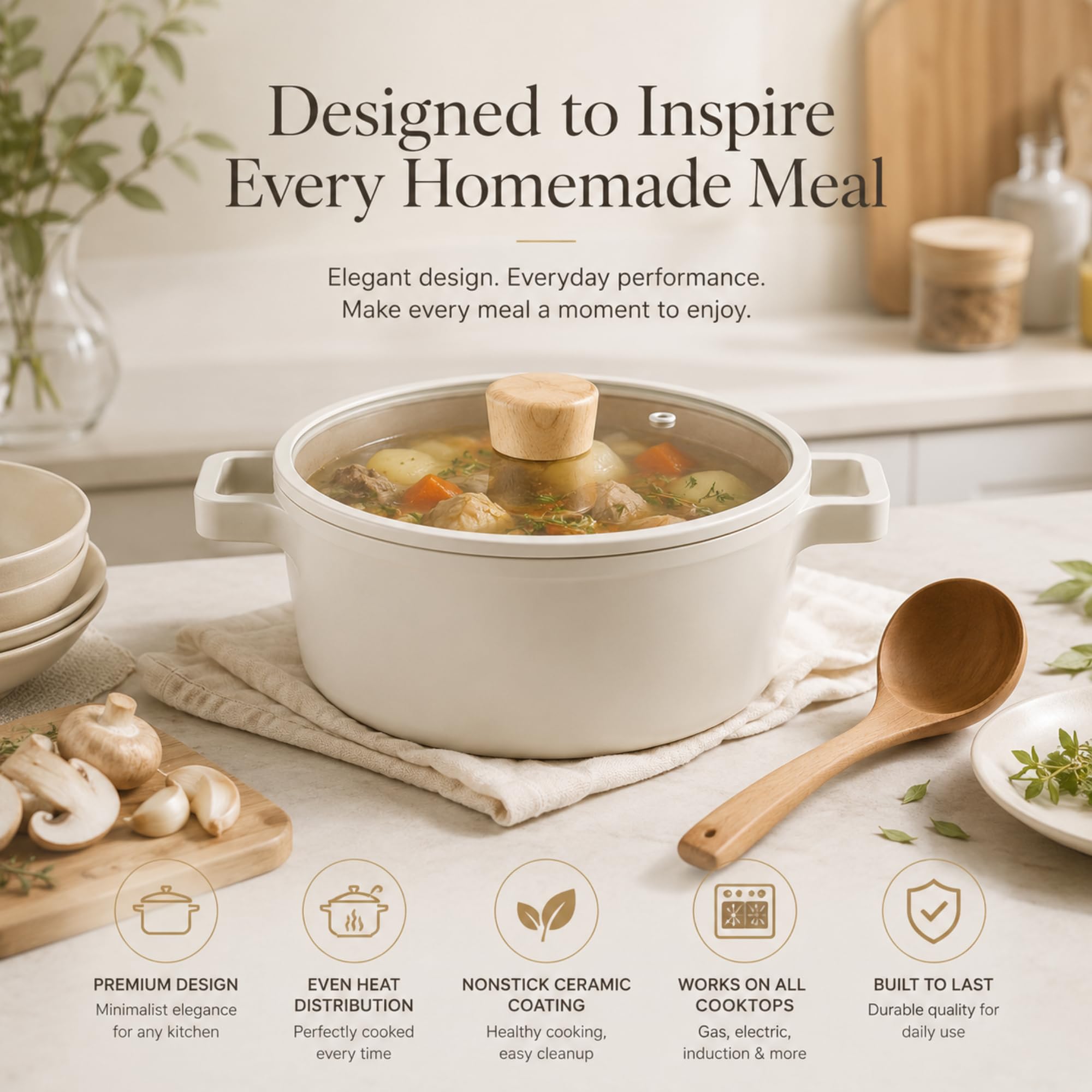 Neoflam Fika 4.0 Qt Ceramic Stock Pot - Made in Korea -5