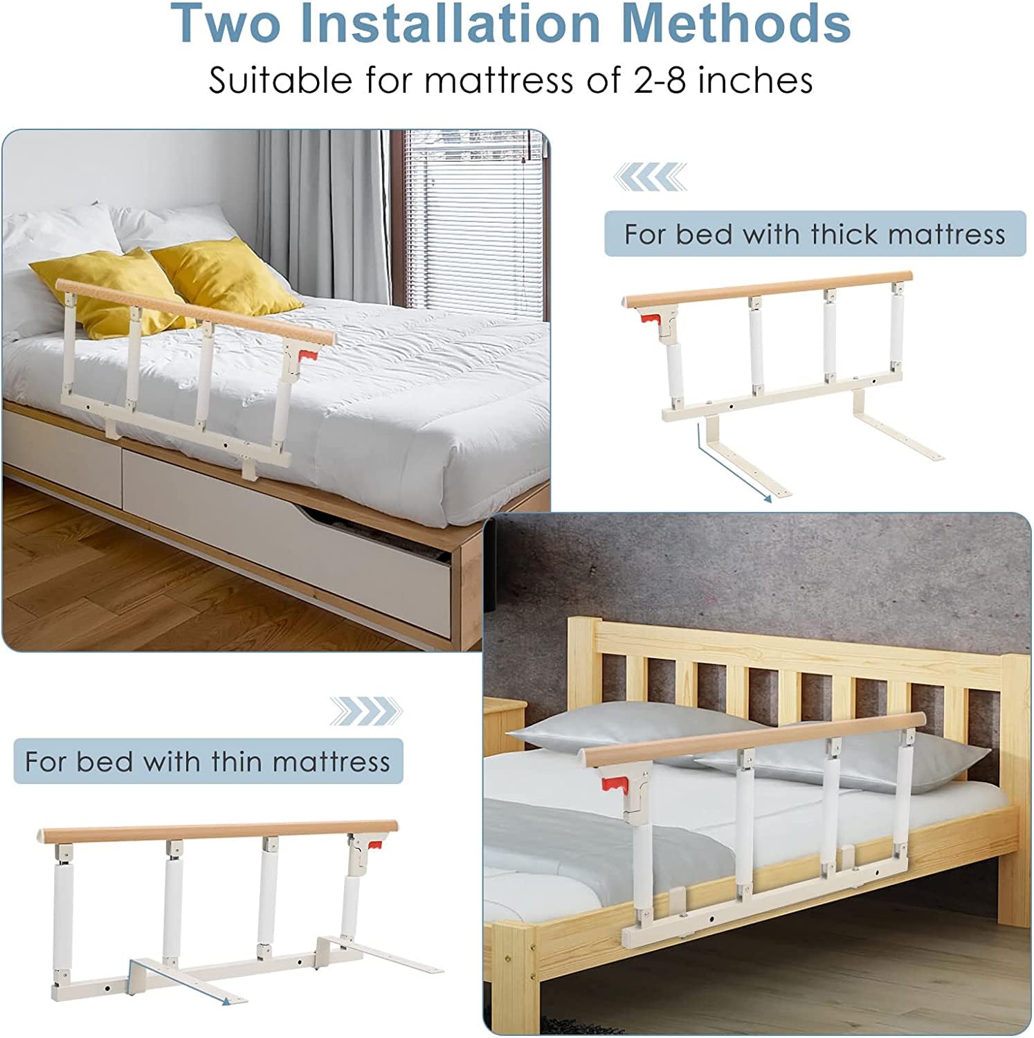 Aomdom Sponda Letto Anziani, Sbarra per Letto Anziani 97 * 40cm Portatile Sponde Letto Anziani Pieghevole Barriera Letto Barriera di Sicurezza Griglia per Letto per Bambini Adulti E Anziani