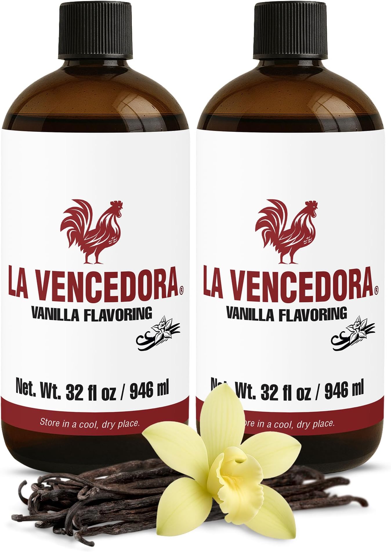 La Vencedora Mexican Vanilla – Large 32oz Bottles (Pack of 2) – Traditional Vanilla Flavoring for Baking, Cooking & Desserts – Made in Mexico