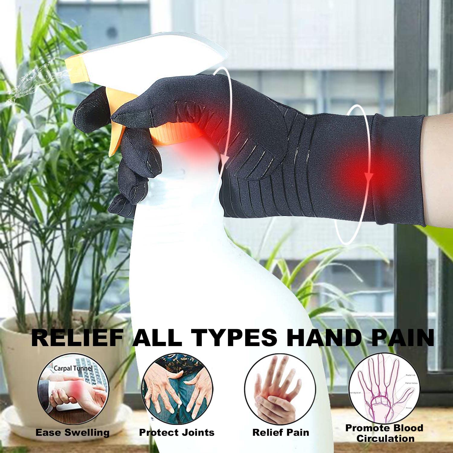 2 Pairs Full Finger Copper Arthritis Gloves with Touchscreen Tipspression Gloves for Women & Men,Relief for Rheumatoid,Osteoarthritis, Carpal Tunnel Hand Pain,RSI,Tendonitis,Computer Typing (M) : Health & Household