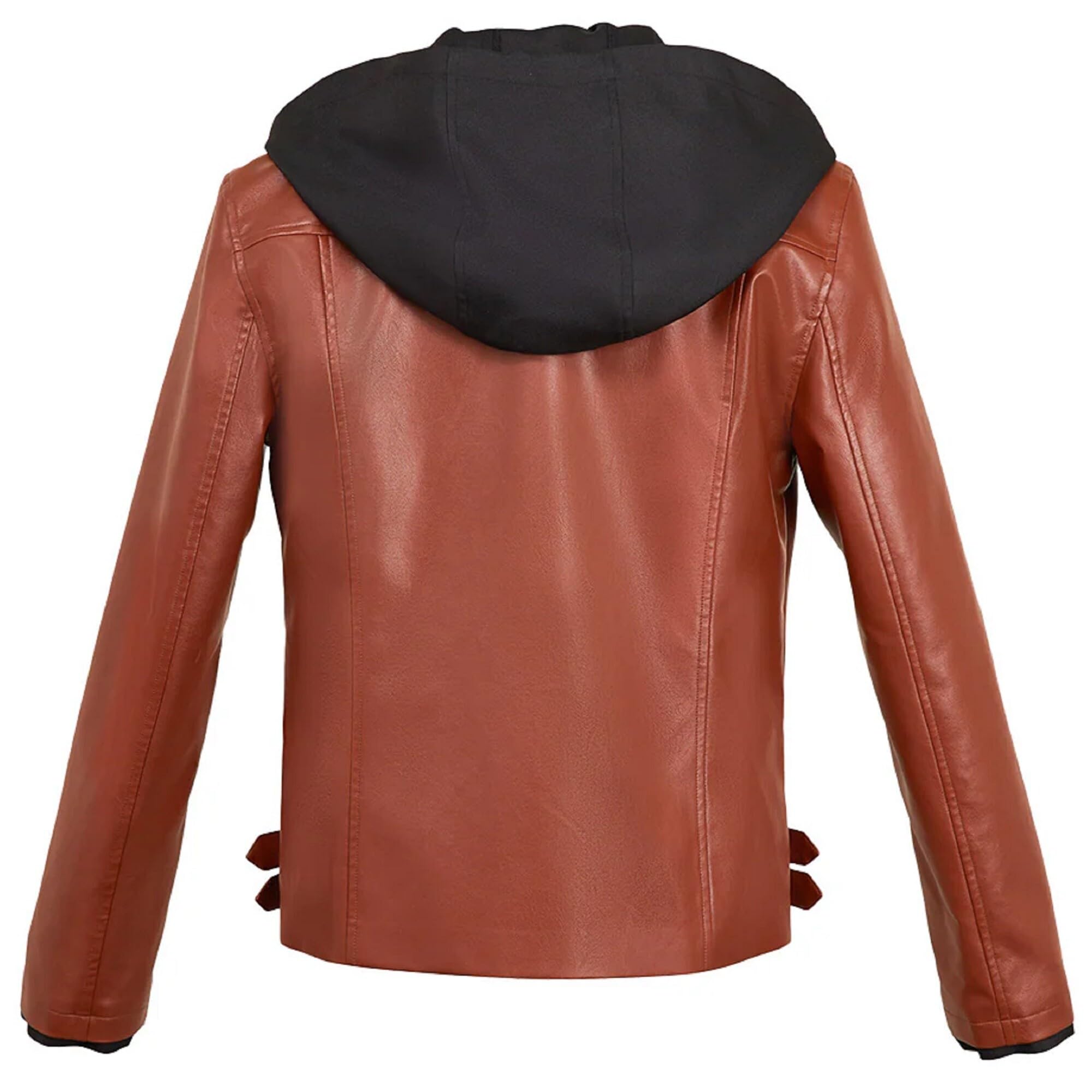 Giacca in pelle marrone con cappuccio con cappuccio da motociclista di sopravvivenza ispirata al gioco di sopravvivenza