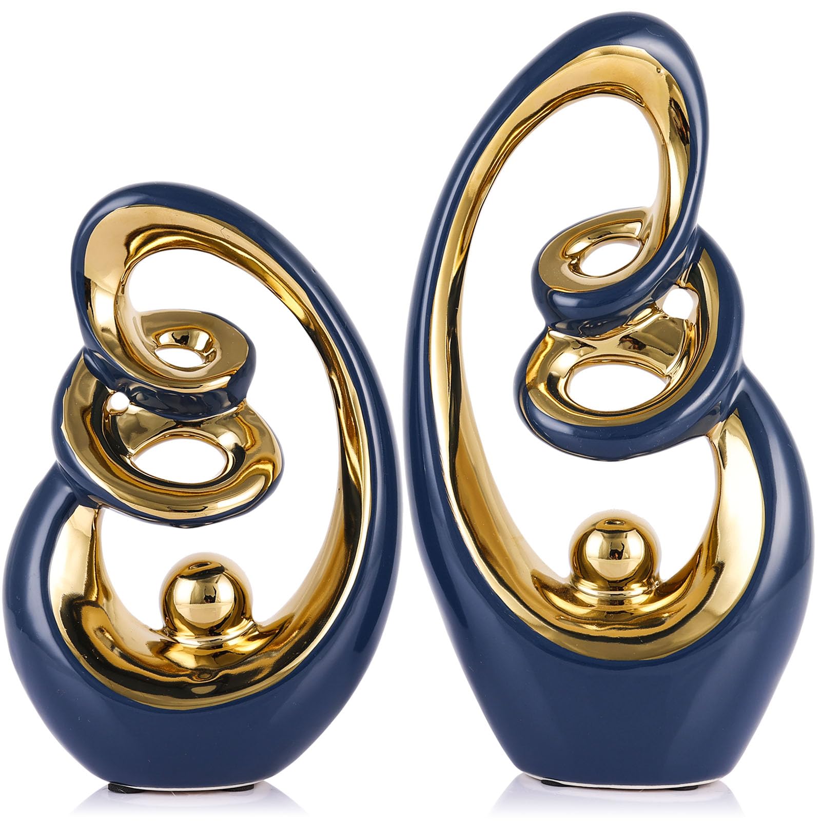 Estatua de escultura abstracta de cerámica, decoración moderna de mediados de siglo, estatuas de porcelana, pieza de exhibición de oro Art Deco para el hogar, centro de mesa contemporáneo