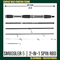 Vista 2 de Rigged and Ready Smuggler Series™ Travel Fishing Rods. Super Compact, 1 Spinning Rod and Reel Combo, 4 Spin, 1 Casting Rod + Cases. 2, 3 or 4 Tips.