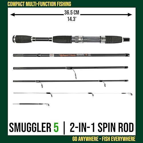 Miniatura 2 de Rigged and Ready Smuggler Series Travel Fishing Rods. Super Compact, 1 Spinning Rod and Reel Combo, 4 Spin, 1 Casting Rod + Cases. 2, 3 or 4 Tips.