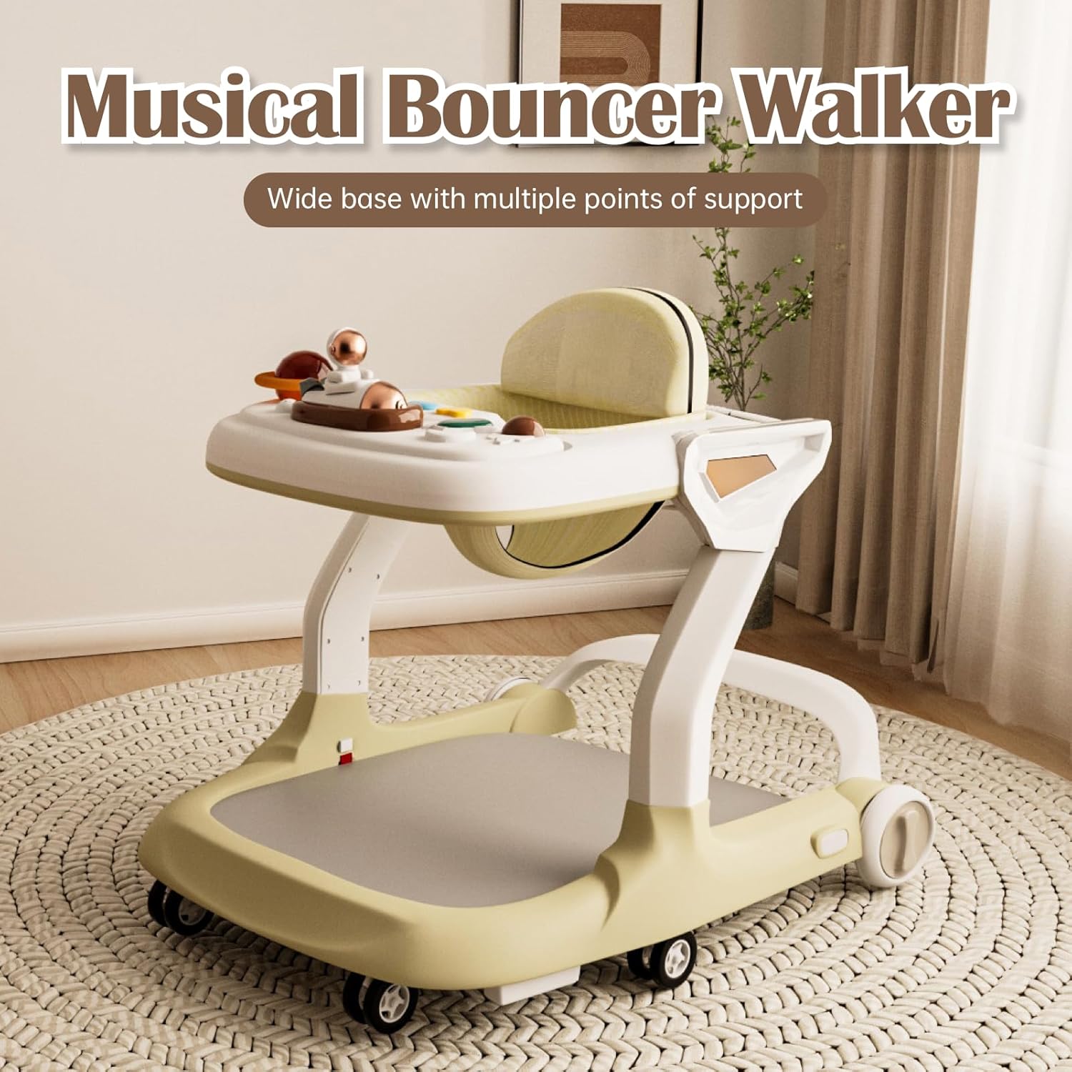 Music and Lights Baby Walker with Wheels,9 Adjustable Heights Infant Toddler Walker,Baby Walkers with Foot Pads,Anti-Fall Baby Walker and Activity Center for Boys Girls Babies 6-18 Months - Image 6