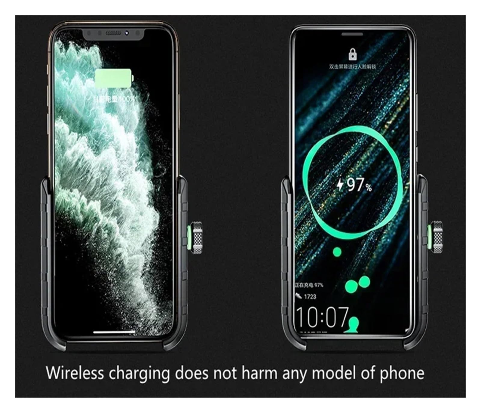 Uchwyt ramy nawigacyjnej, uchwyt na kierownicę do telefonu komórkowego, szybkie bezprzewodowe ładowanie, szybka ładowarka USB, Moto motocykl, lusterko, stojak (9 bezprzewodowych ładowarek)
