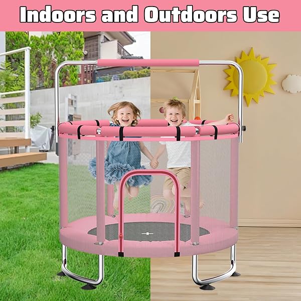 Maxbinton Trampoline pour Enfants 140 cm intérieur/extérieur – Charge maximale 50 kg avec Filet de sécurité, Barre de Gymnastique réglable et Panier de Basket, Cadeau pour garçons et Filles - 2