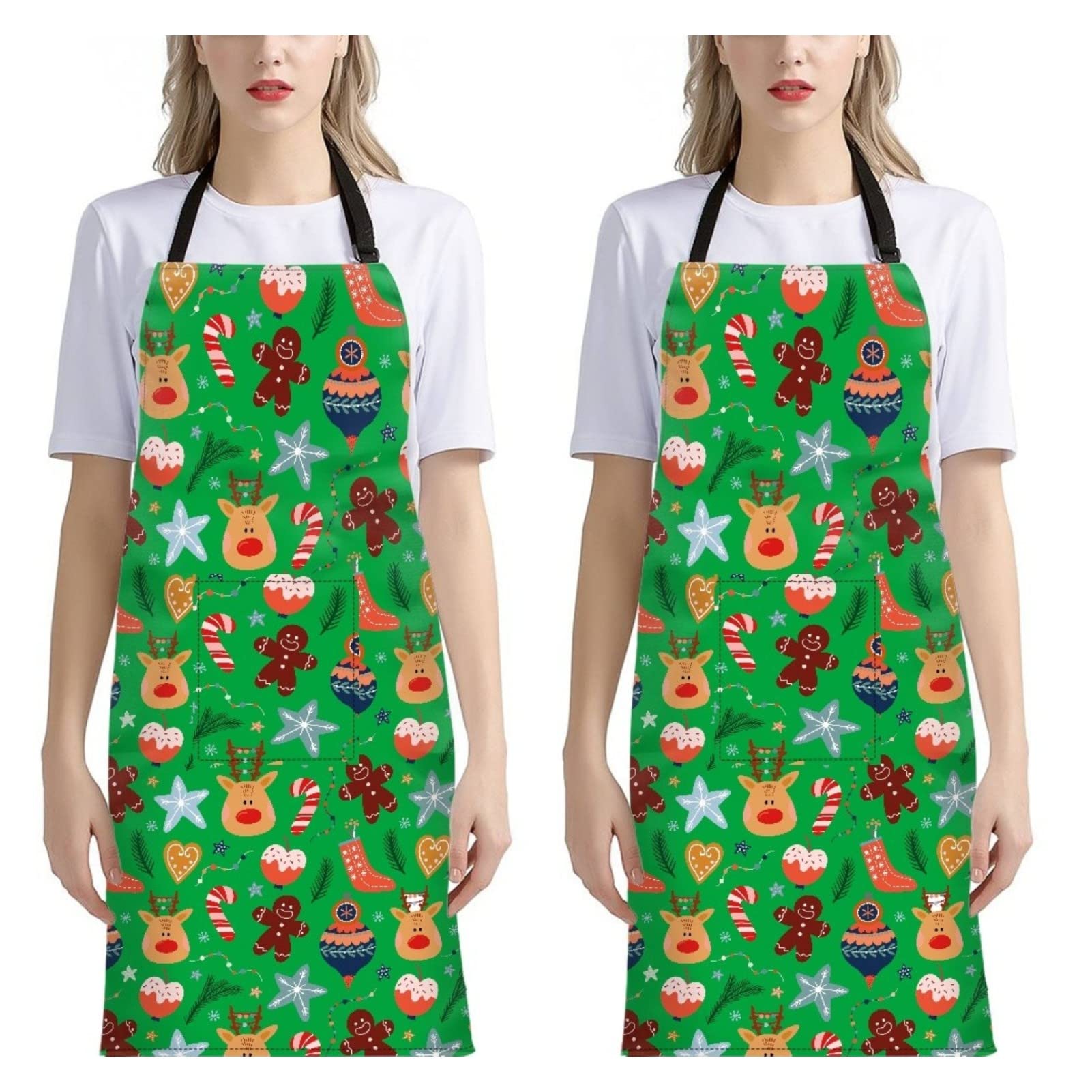 Dajingkj 2 Pack Christmas Funny Aprons for Grandma Women Adjustable Long Apron with Pockets for Cooking Baking Gardening Birthday Apron Gifts for Mom