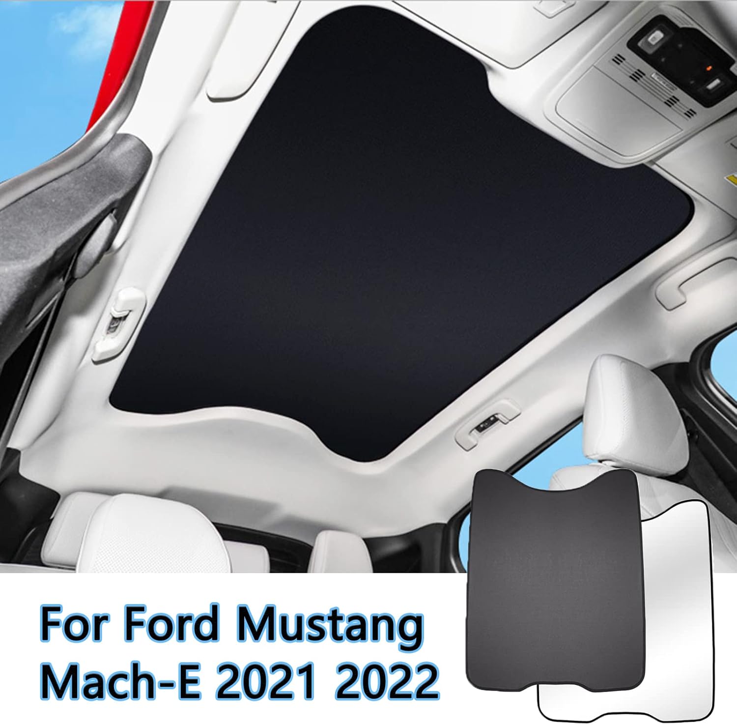 Sunshade for Mustang Mach E 2021 2022, Car Interior Glass Roof Window Sunshade for Mustang Mach-E with Sunroof Reflective Covers Accessories Foldable Sun Shield - Black
