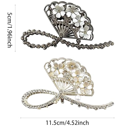 Miniatura 2 de 2 pinzas de metal para el cabello con diamantes de imitación de perlas estilo francés, pinzas para el cabello, barrtette, accesorios antideslizantes