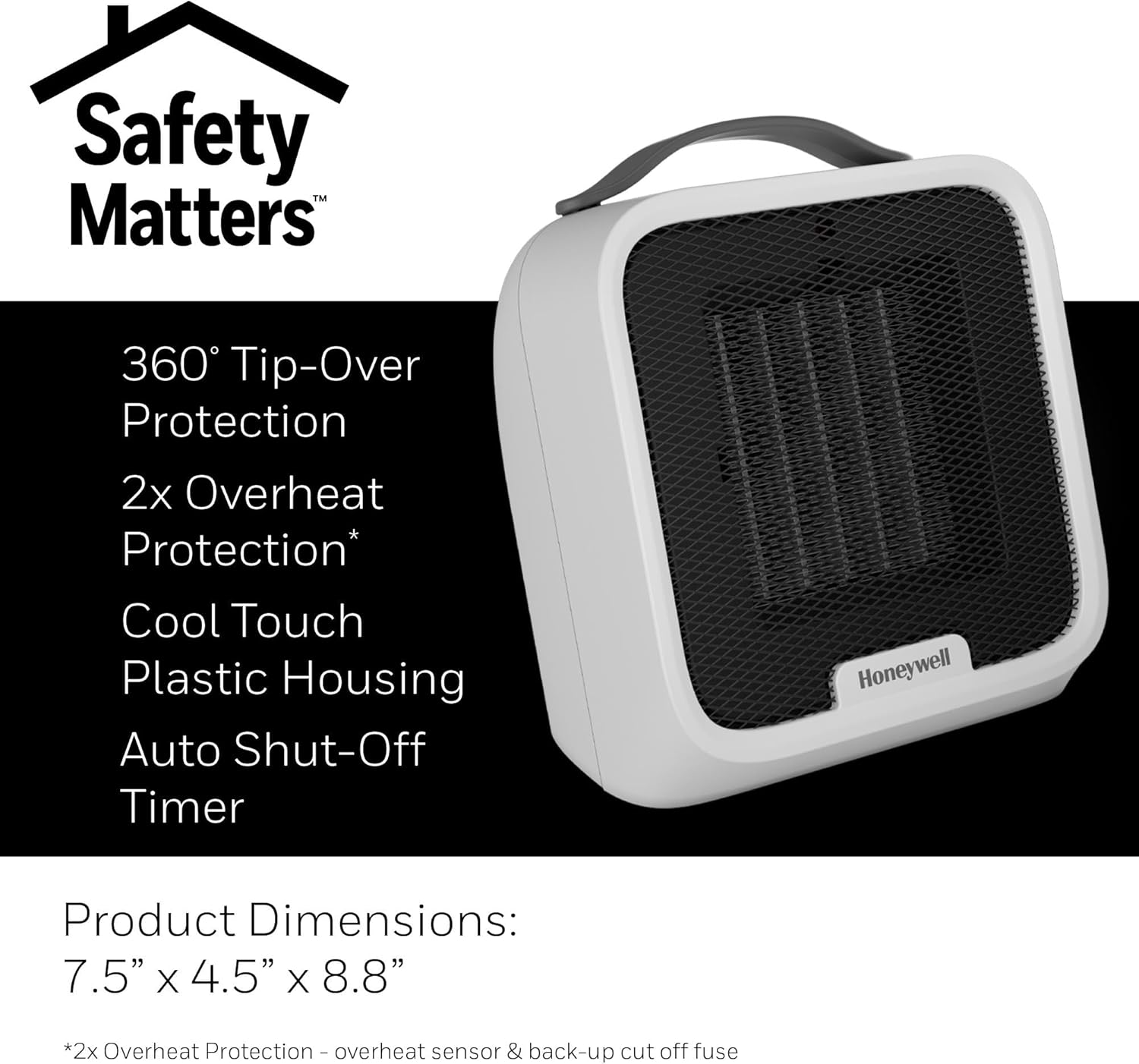 Honeywell UberHeat Plus Ceramic Space Heater for Small Rooms, White