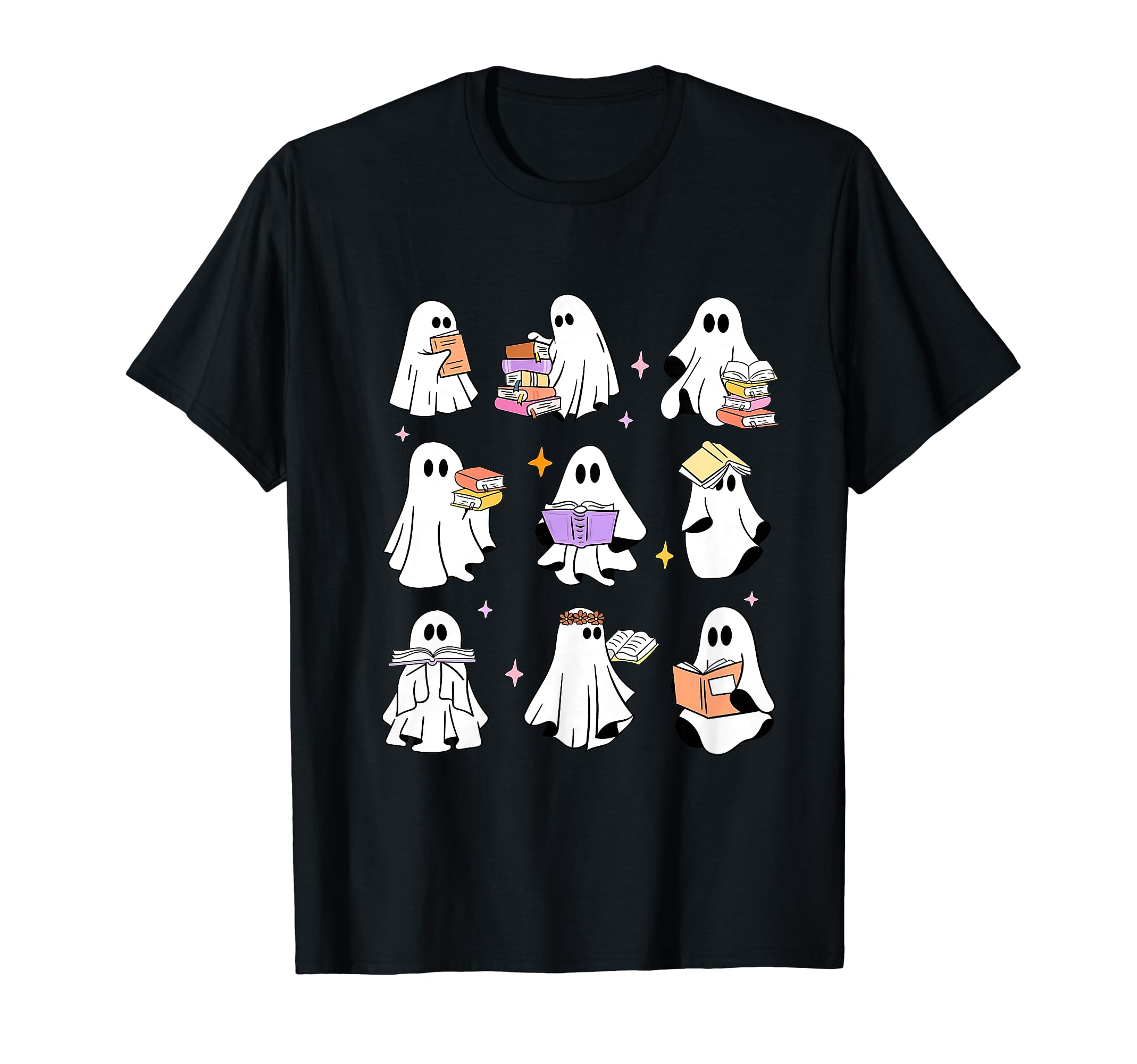 Cute Ghost Read More Books Bookish Funny HalloweenGroovy Ghost Reading Book Lovers Spooky Teacher Halloween T-Shirt