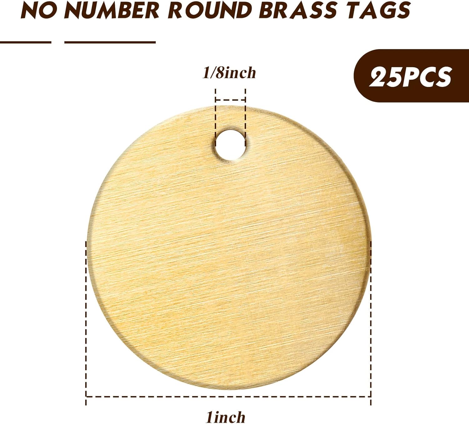Zhengmy 25 Pcs Solid Brass Tags for Stamping, Chits for Pipe Valves Round Brass Tags Blank Valve with Hole for Pets Plants Doors Pipe Valves Equipment Tool and Keys Labeling(1.0 Inches) - Image 2