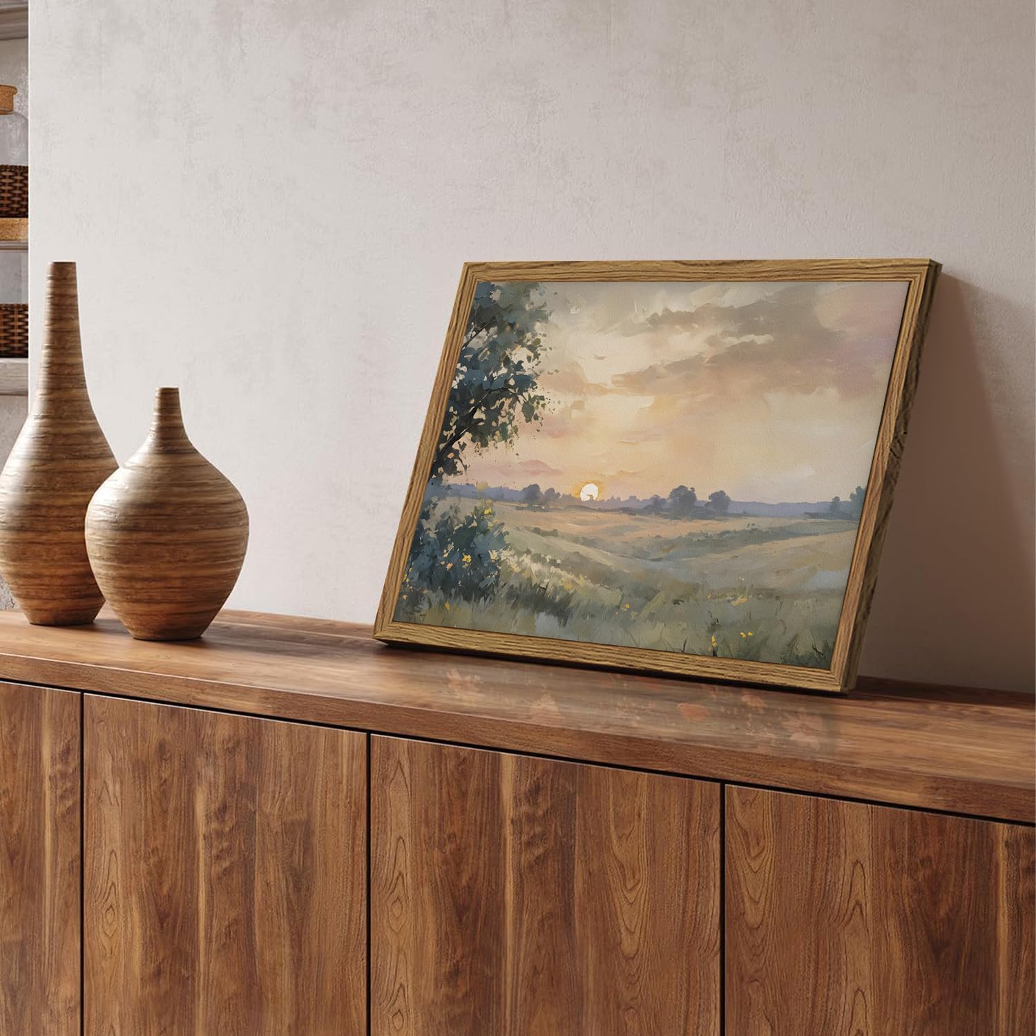 Framed 3D Textured Wall Art – Vintage Country Floral Landscape, 12x16 Inch, Wood Frame - View #10