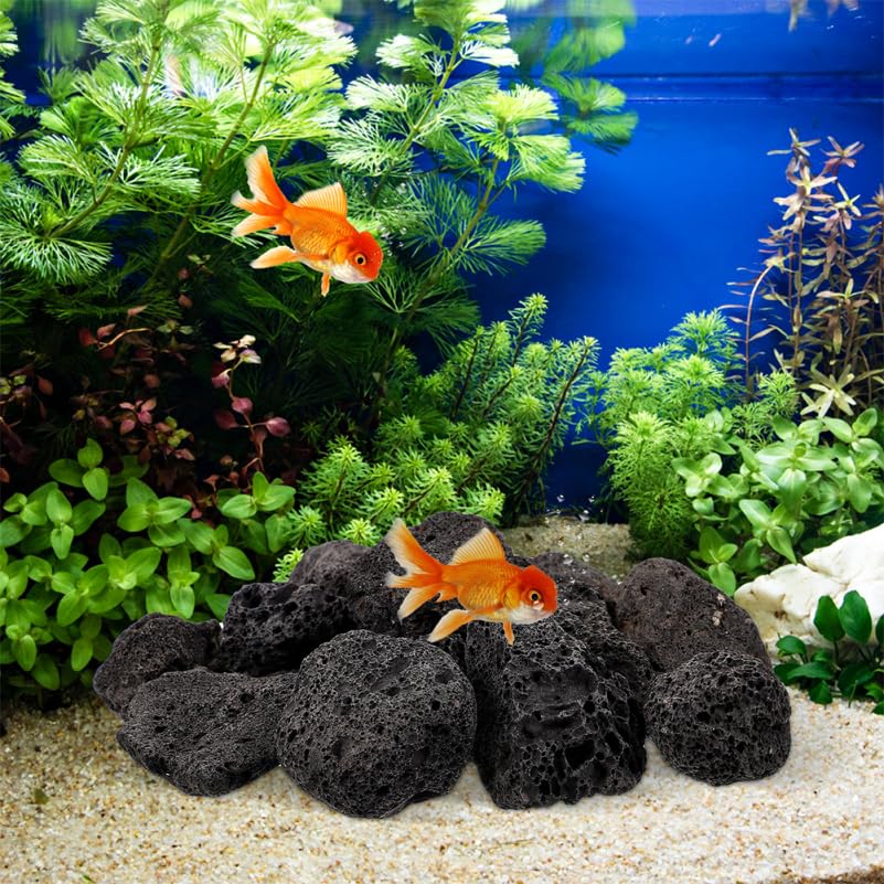 VOSAREA Pierre De Lave Noire pour Aquarium, Pierres Volcaniques Naturelles pour Aménagement Paysager Et Plantes, Roches Décoratives pour Jardin – Grand De Roches